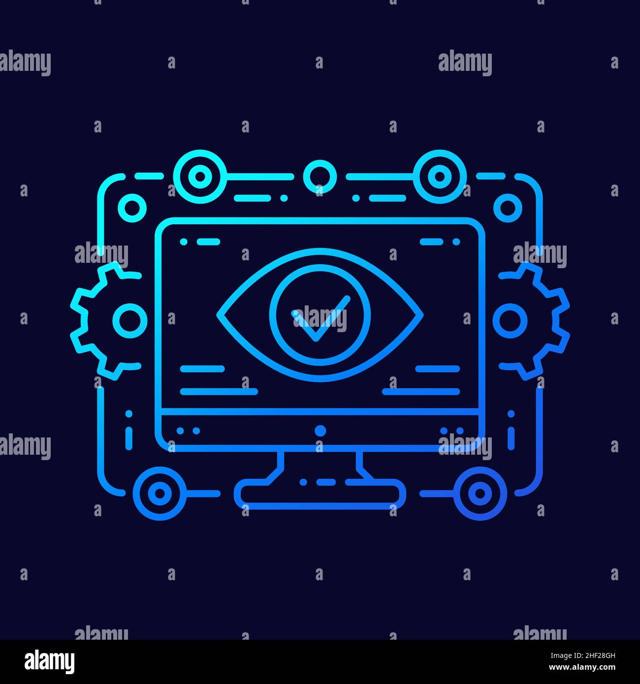 Monitoring, data analysis linear vector art Stock Vector