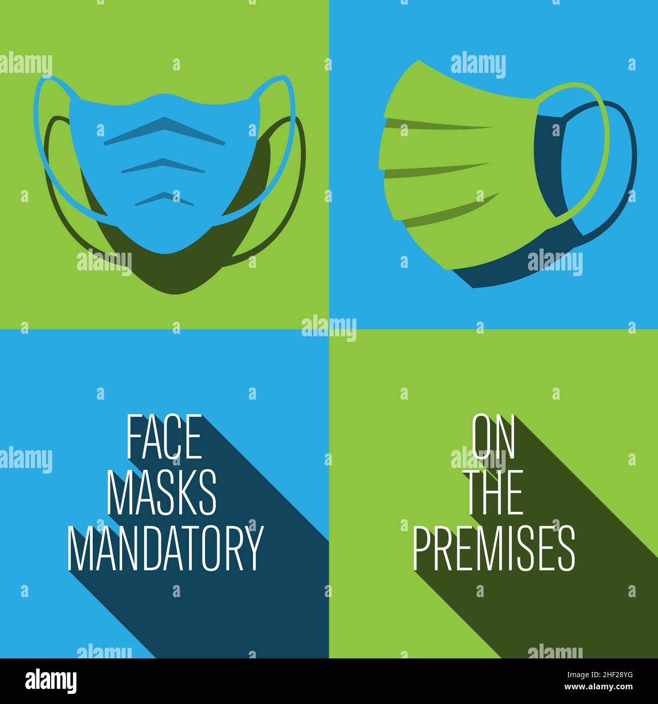 FACE MASKS MANDATORY sign, sticker or poster with protective face masks