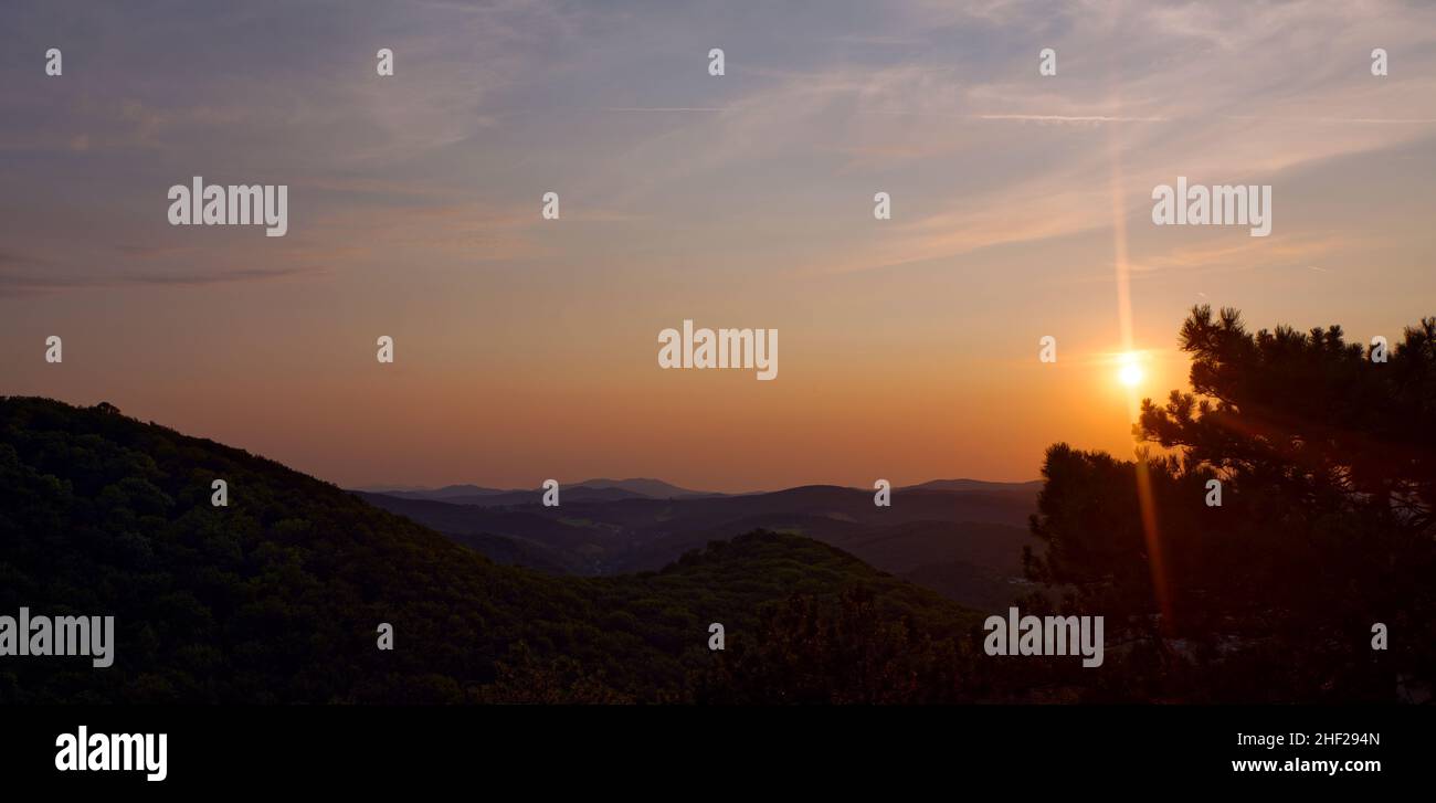 Scenic view of a landscape during sunset Stock Photo