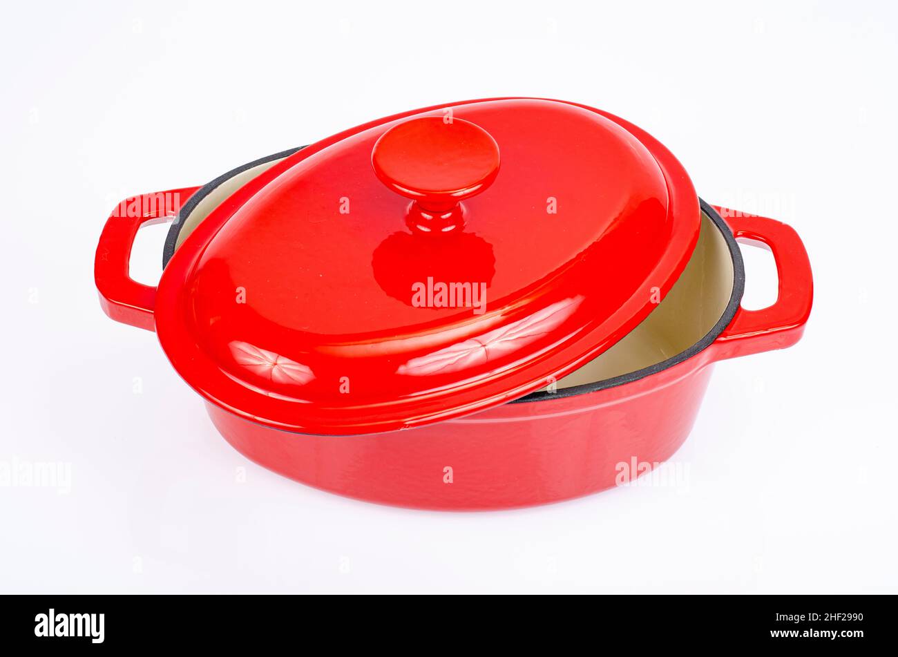 Red ceramic cast iron casserole dish. Studio Photo Stock Photo Alamy