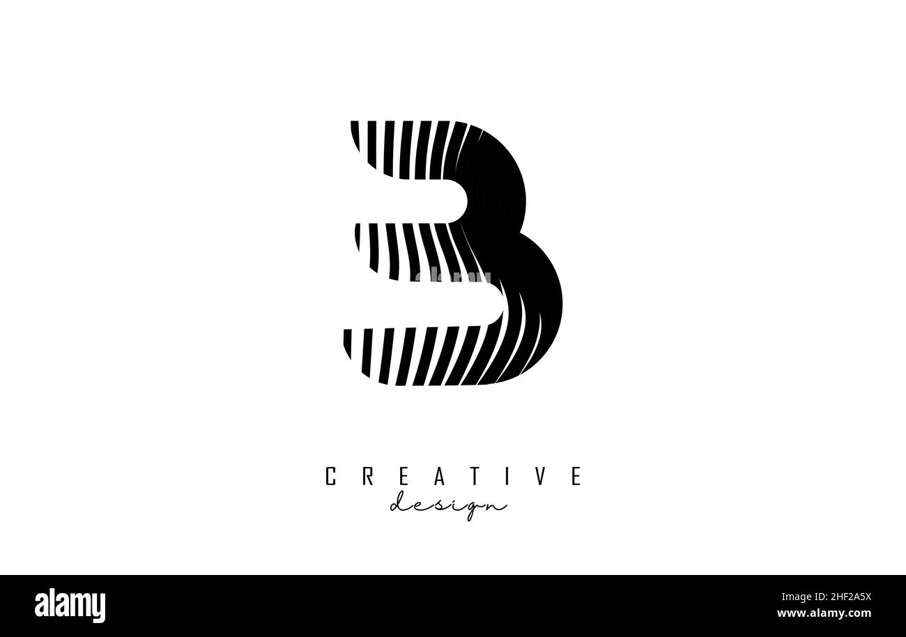 Letter B logo with black twisted lines. Creative vector illustration ...