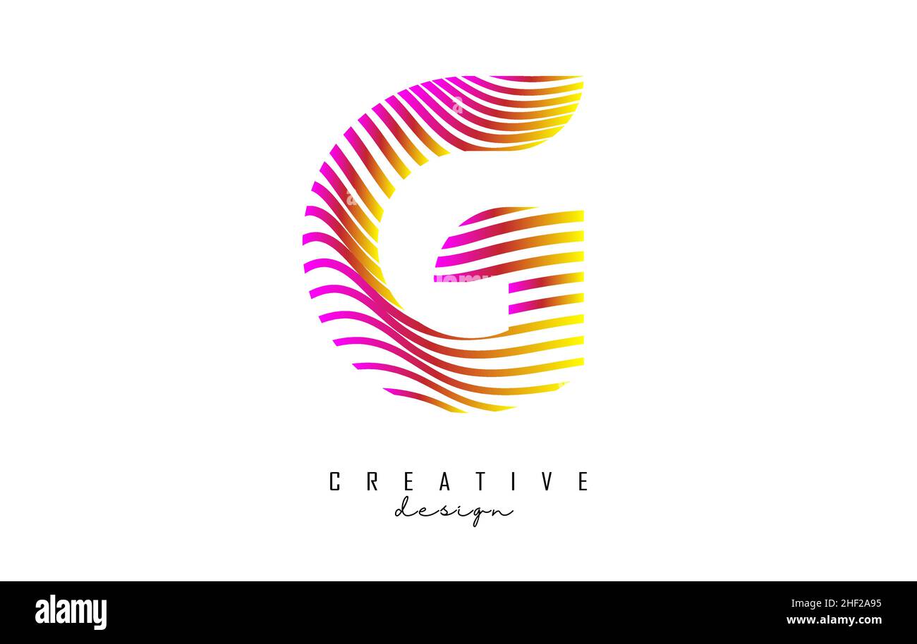 Letter G logo with vibrant colourful twisted lines. Creative vector ...