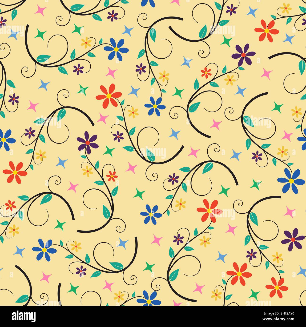 Artistic trendy vector seamless floral ditsy pattern design. Elegant ...