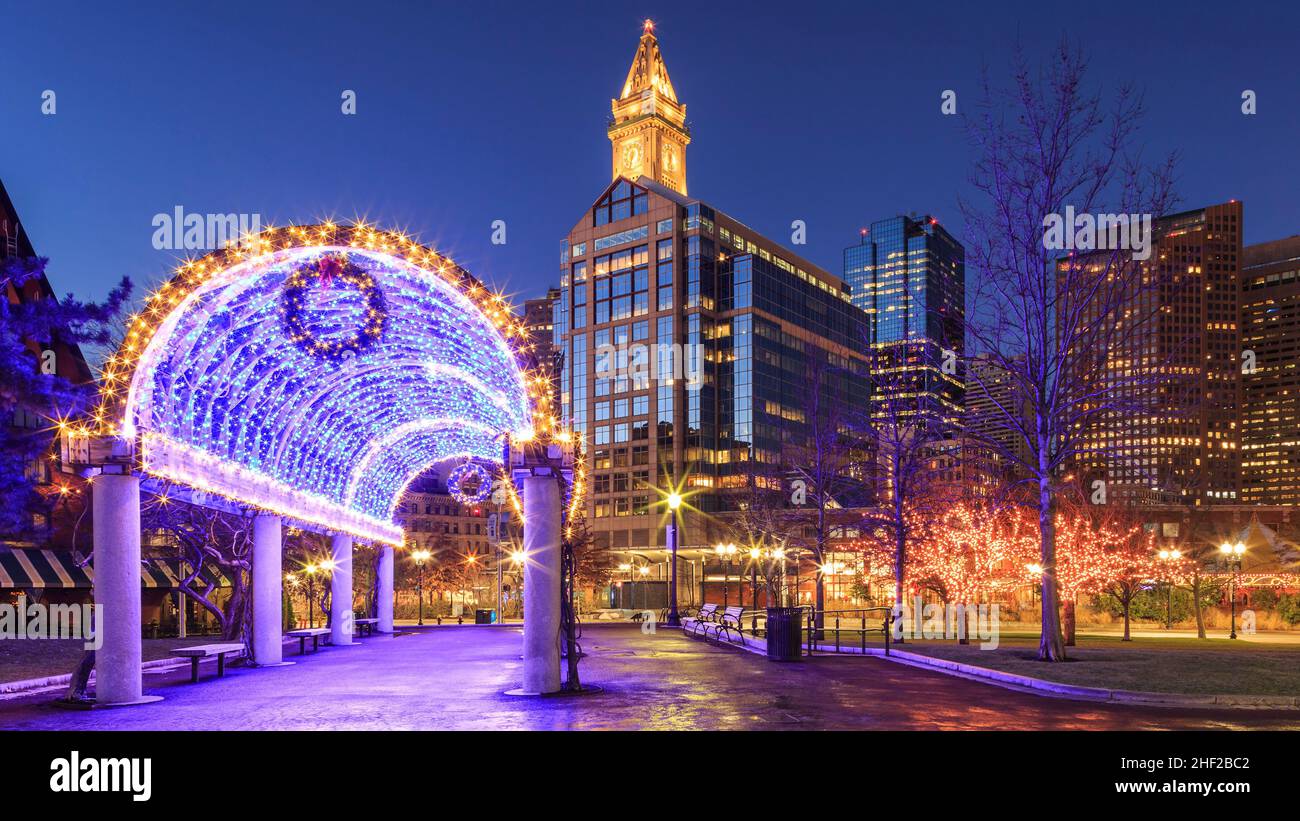 Boston Christmas Lights. Stock Photo