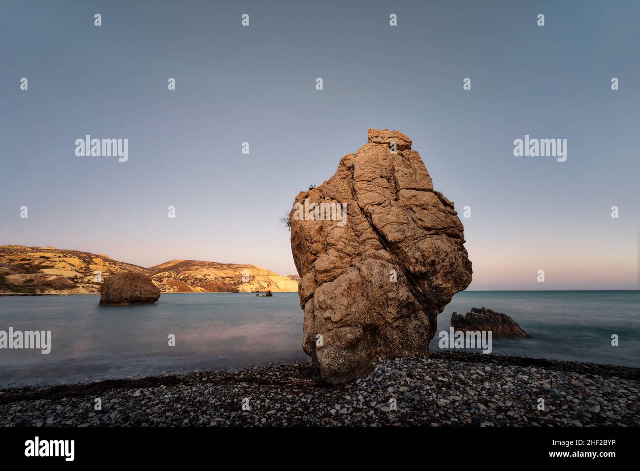 Aphrodite's Beach in southern Cyprus, post processed using exposure bracketing Stock Photo