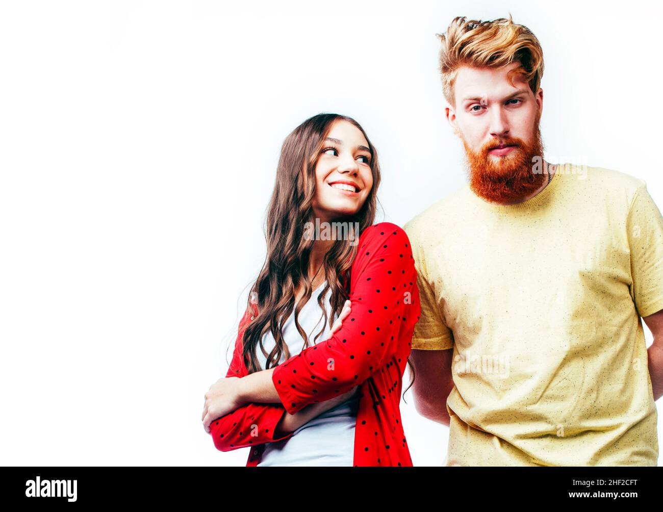young attractive couple together having fun happy smiling isolated on ...