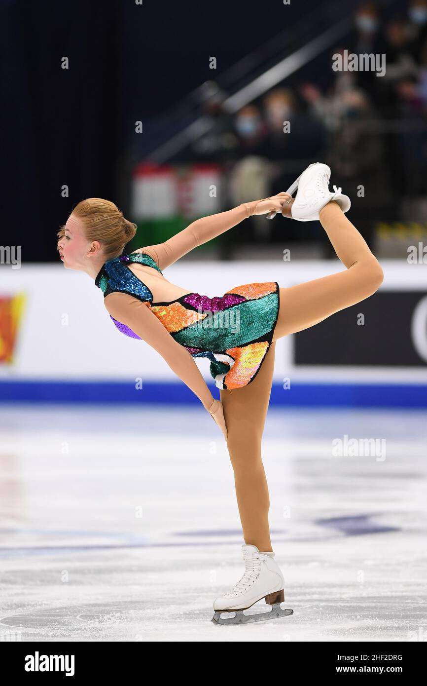 Tallinn, Estonia. January 13 2021: Eva Lotta KIIBUS (EST), during Women Short Program, at the ISU European Figure Skating Championships 2022, at Tondiraba Ice Hall, on January 13, 2022 in Tallinn, Estonia. Credit: Raniero Corbelletti/AFLO/Alamy Live News Stock Photo