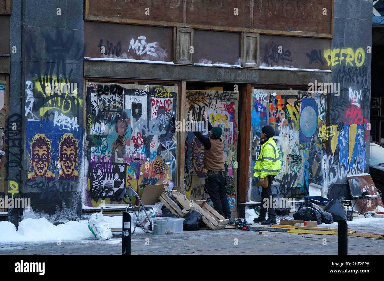 Set Dressers dress the set in Glasgow, for what is believed to be the