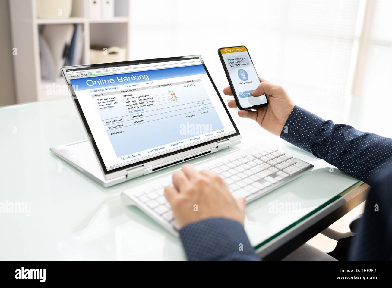 Online Bank Ecommerce Money Transfer 2 Factor App Stock Photo