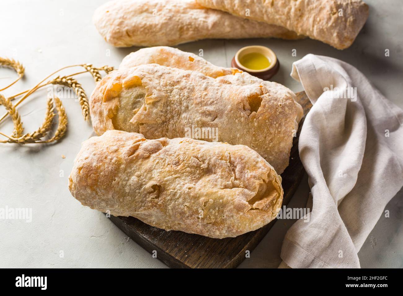 Fresh, crispy ciabatta. Italian wheat bread Stock Photo Alamy