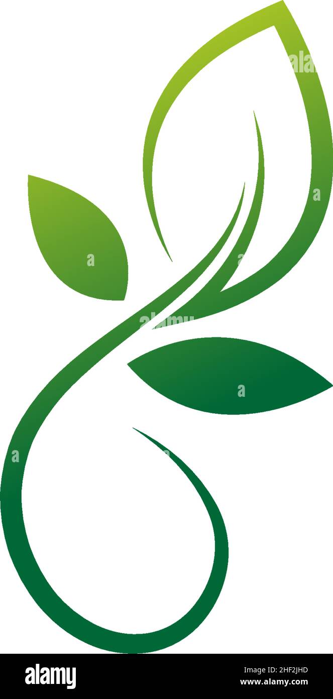 Green leaf, natural leaf icon logo design template vector Stock Vector