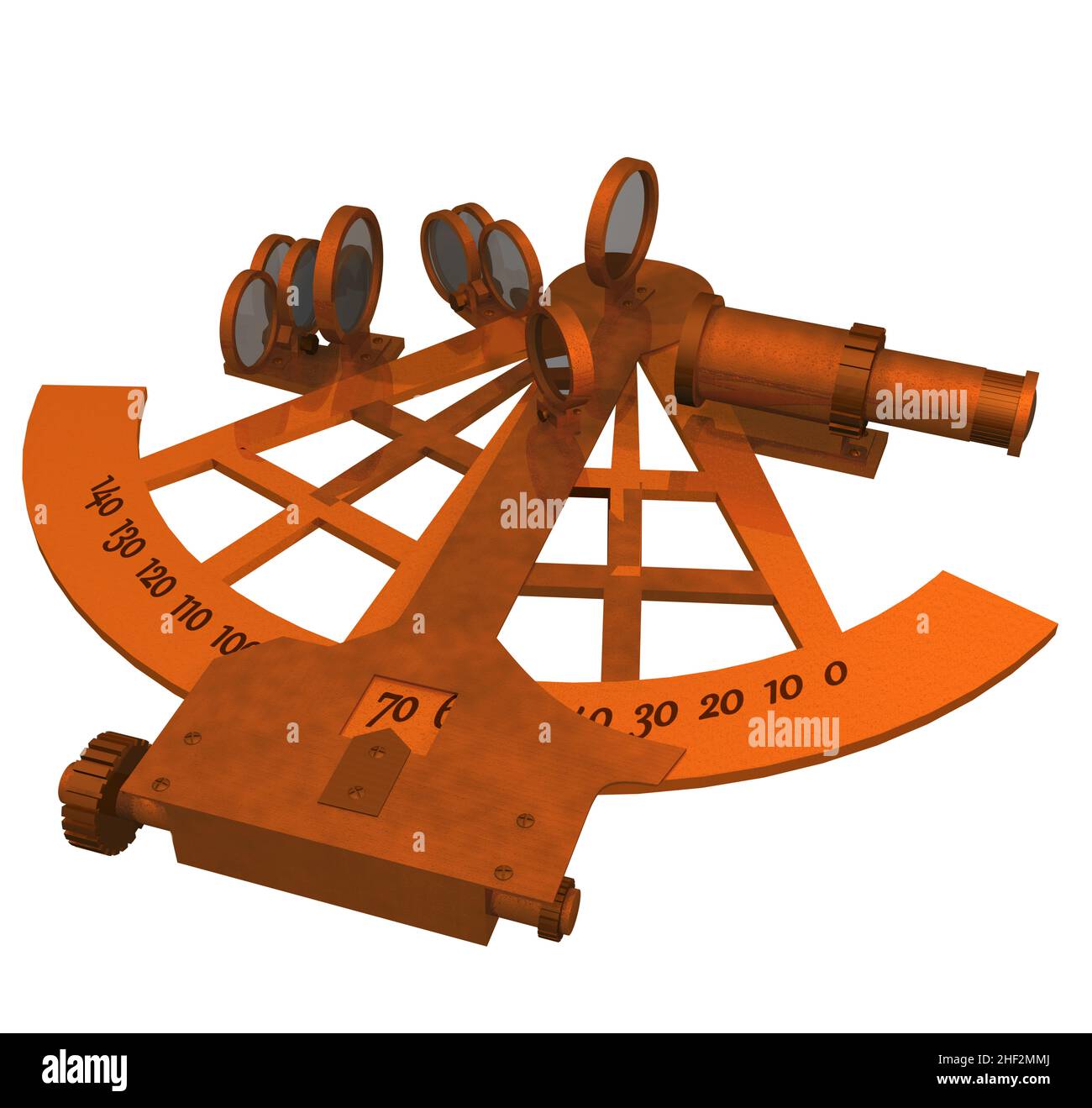3D Rendering Illustration of an Antique Sextant. Stock Photo
