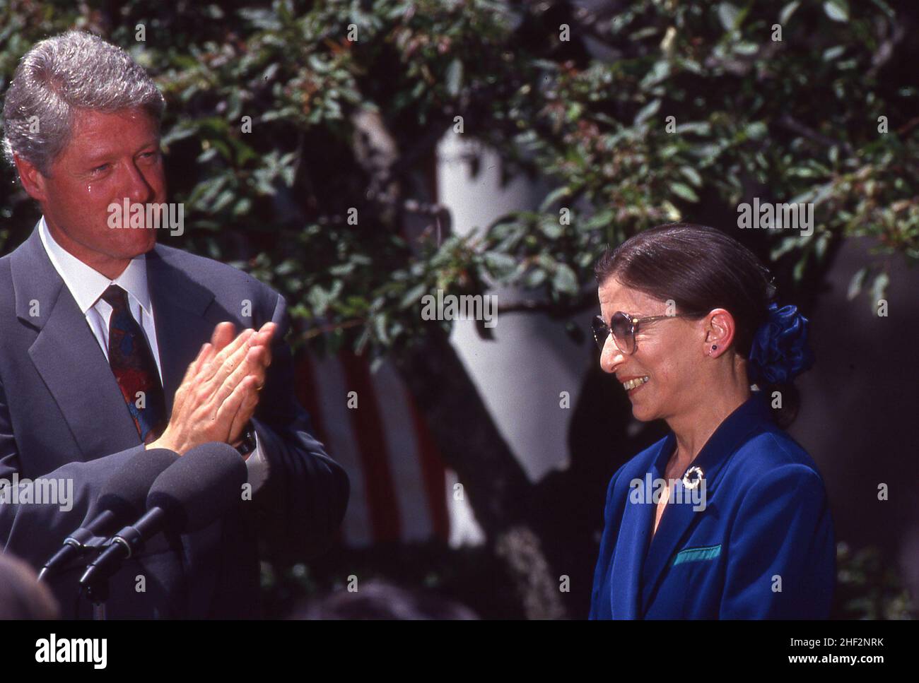 President William Clinton Nominates Ruth Bader Ginsburg to be an associate justice on the Supreme Court Photograph by Dennis Brack Stock Photo