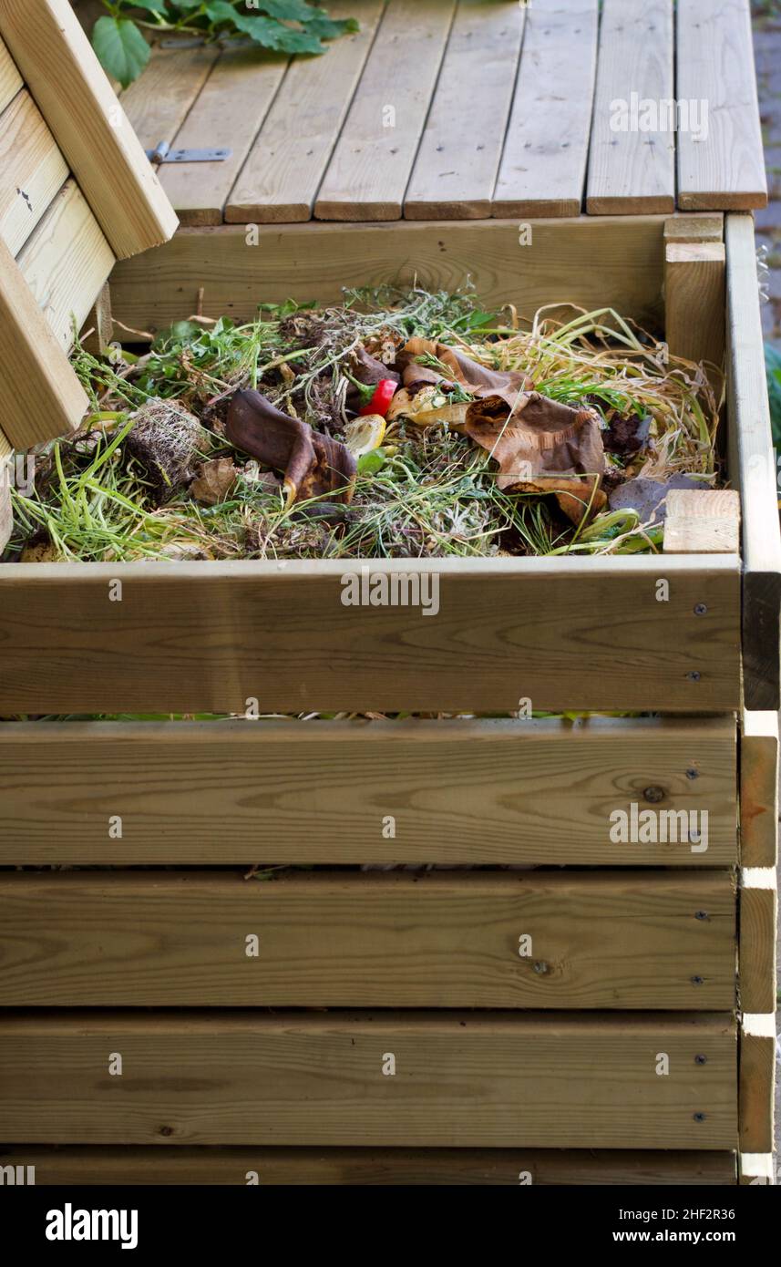 Wooden compost bins used for garden composting of organical kitchen and