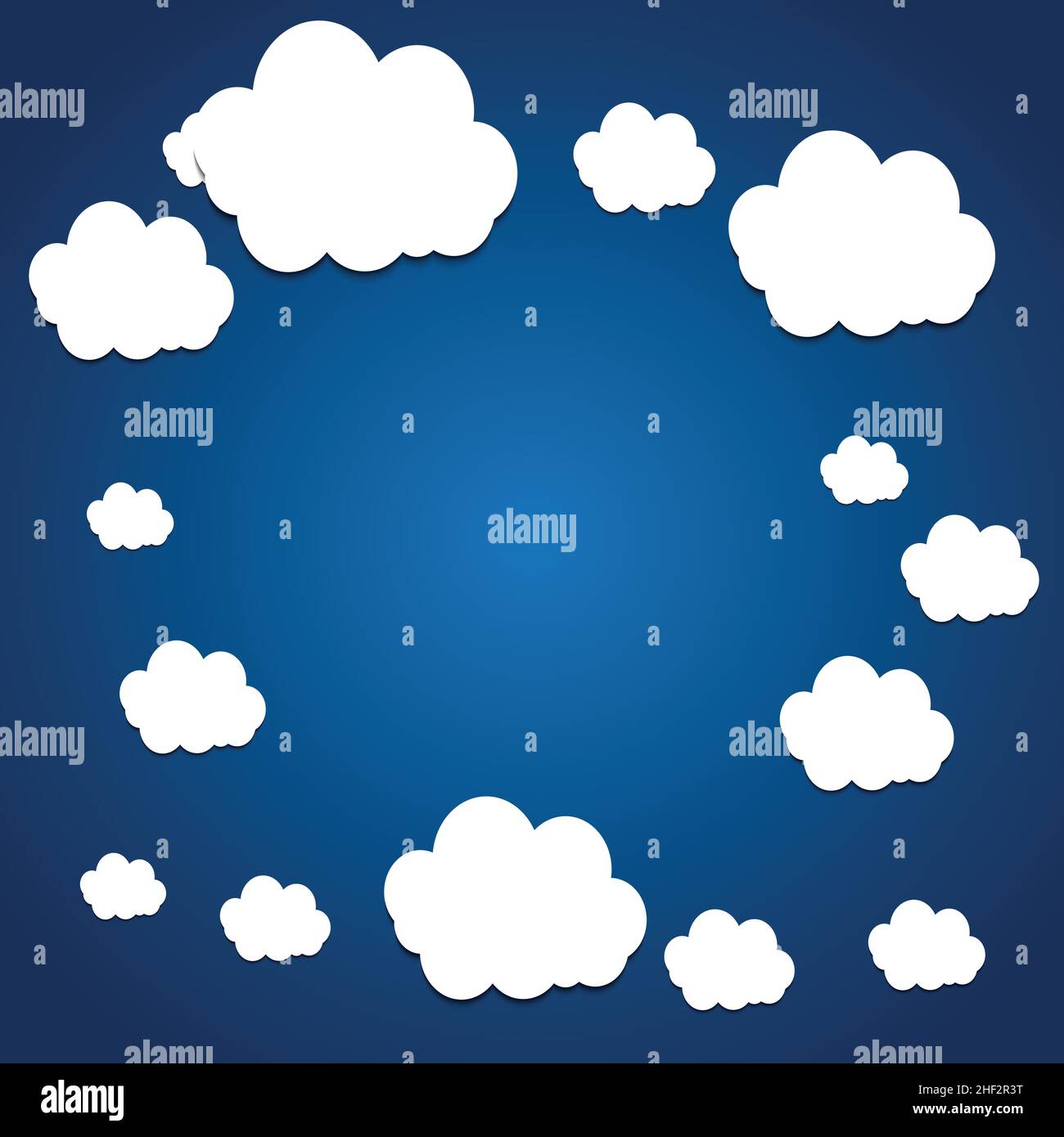 Vector abstract background composed of white paper clouds over blue. Stock Vector