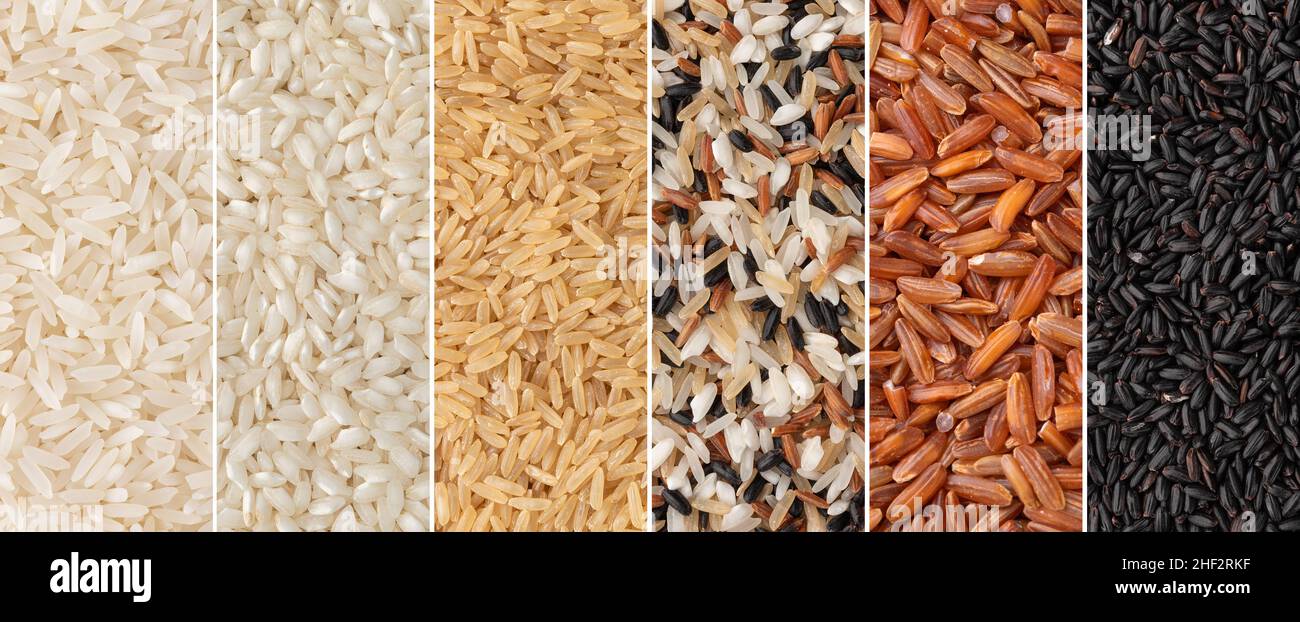 Assorted White Rice Collage of assorted rice. White, carnaroli, whole, red and black ...