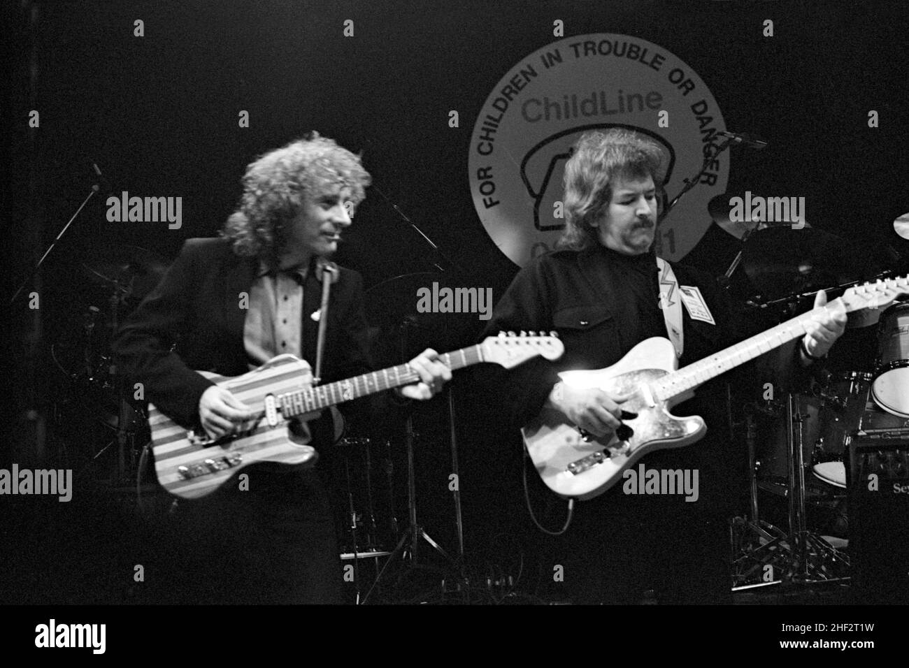 Albert Lee and Seymour Duncan performing at a charity jam at the Town & Country Club, London, England in 1987. Stock Photo