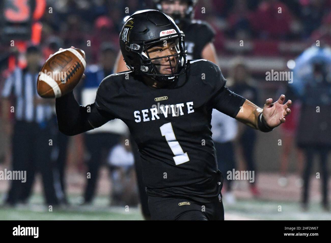 Servite Friars quarterback Noah Fifita (1) during a high school