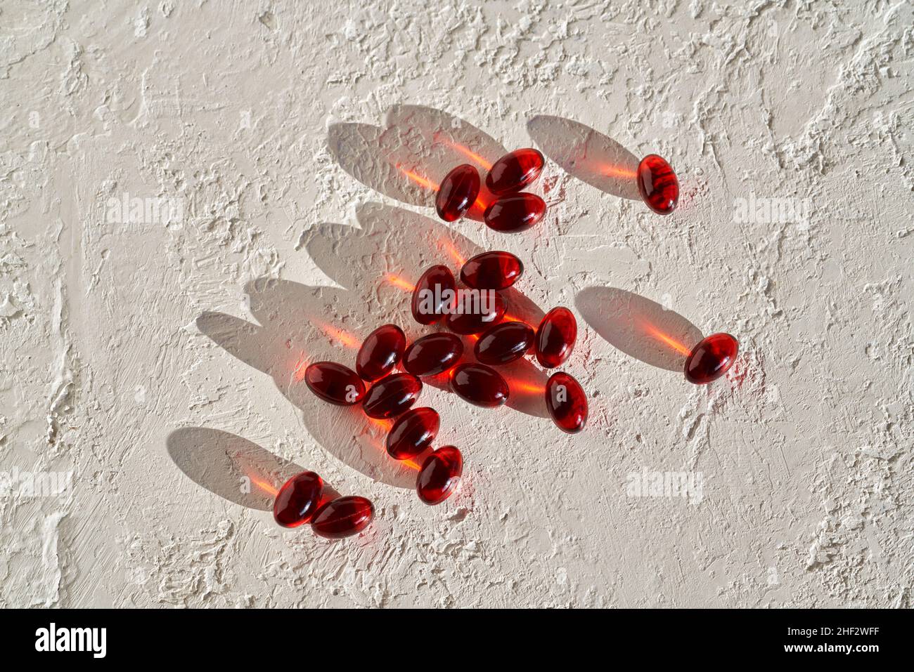 Krill oil pills on a white background healthy nutritional supplement