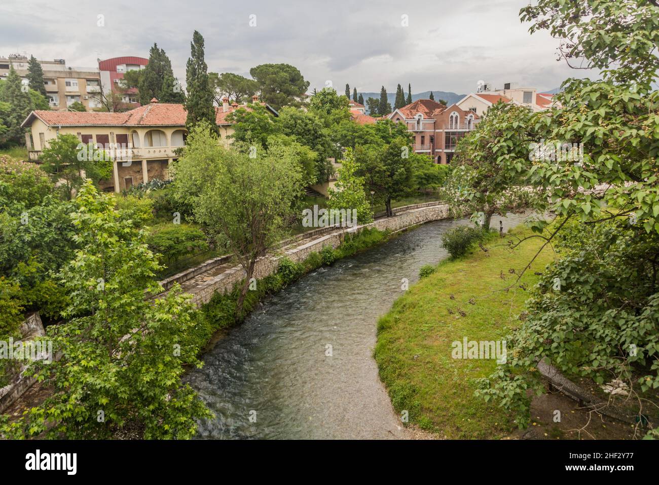 Ribnica river in Podgorica, capital of Montenegro Stock Photo