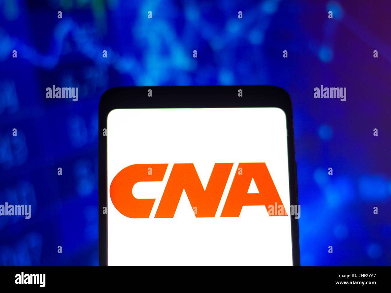 Brazil. 13th Jan, 2022. In this photo illustration, a CNA Financial Corporation logo is seen displayed on a smartphone screen (Credit Image: © Rafael Henrique/SOPA Images via ZUMA Press Wire) Stock Photo