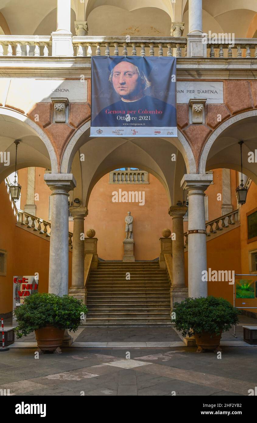 Courtyard of PalazzoTursi, 16th century, seat of the town hall of Genoa