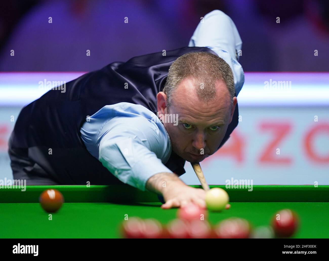 Mark Williams in action during day five of the 2022 Cazoo Masters at Alexandra Palace, London. Picture Date Thursday January 13, 2022