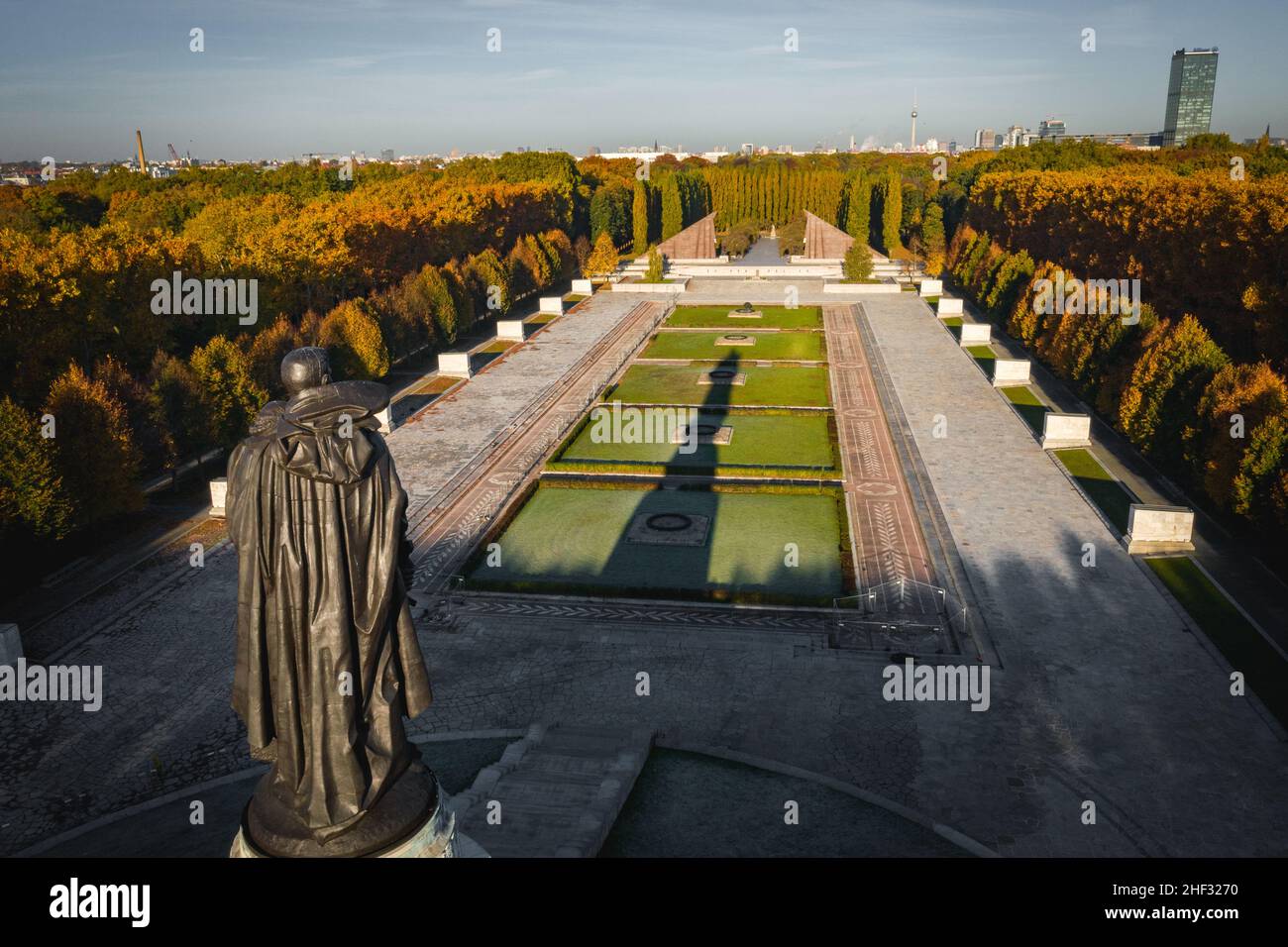 aerial view on soviet monument in treptower park in berlin Stock Photo
