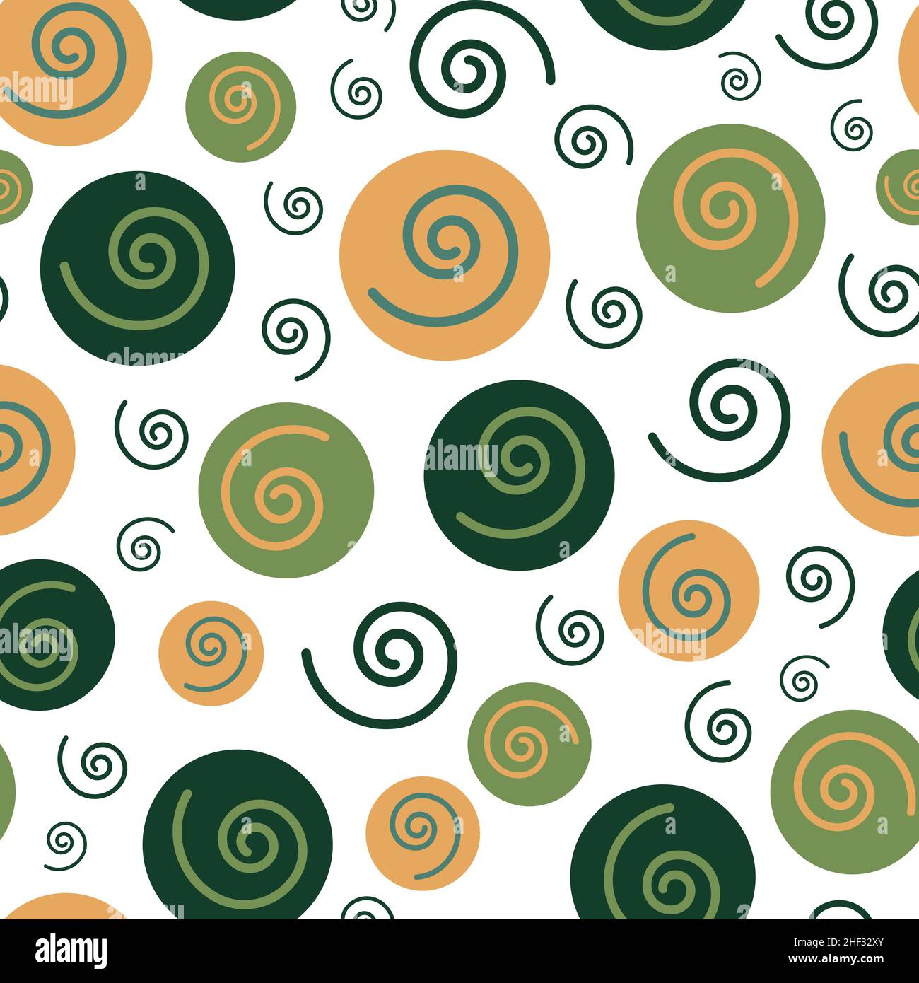 Abstract geometric circle seamless pattern. Green and yellow circles ...