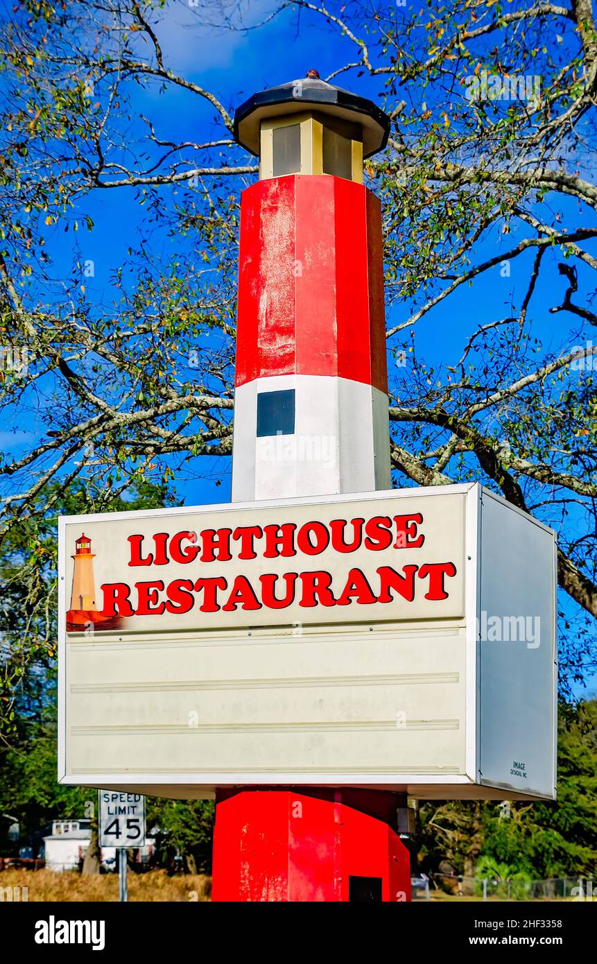 The Lighthouse Restaurant sign is pictured, Jan. 6, 2022, in Bayou La