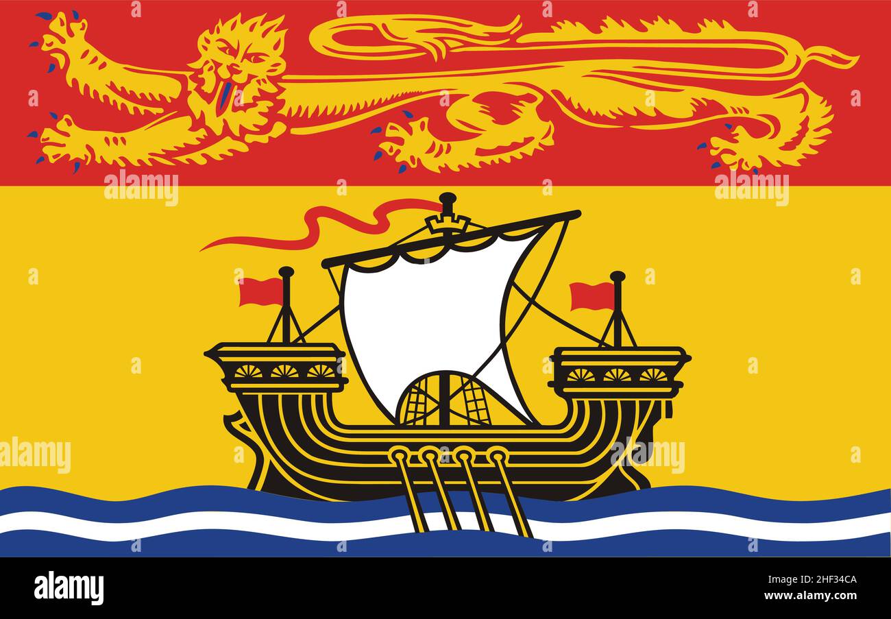 Official current vector flag of the Canadian territory of NEW BRUNSWICK, CANADA Stock Vector