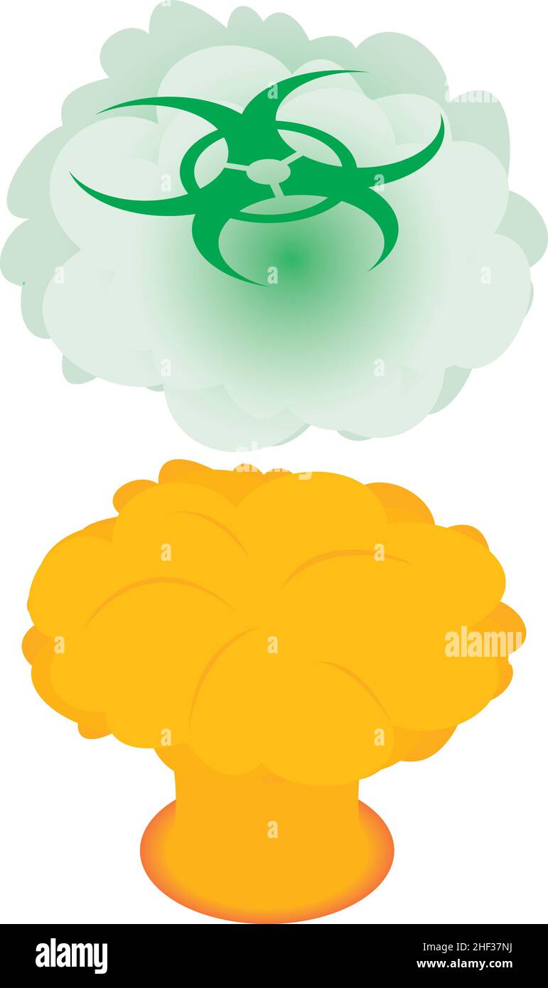 Nuclear explosion icon isometric vector. Atomic bomb explosion, radioactive cloud. Mushroom cloud, nuclear war, apocalypse Stock Vector
