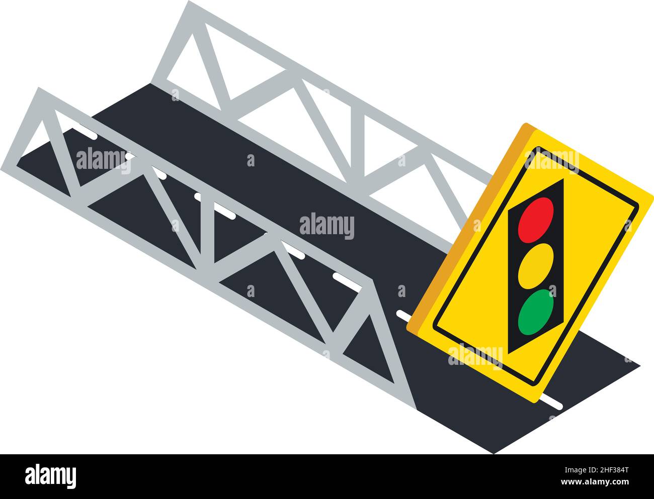 Light roadsign icon isometric vector. Road bridge and warning road sign