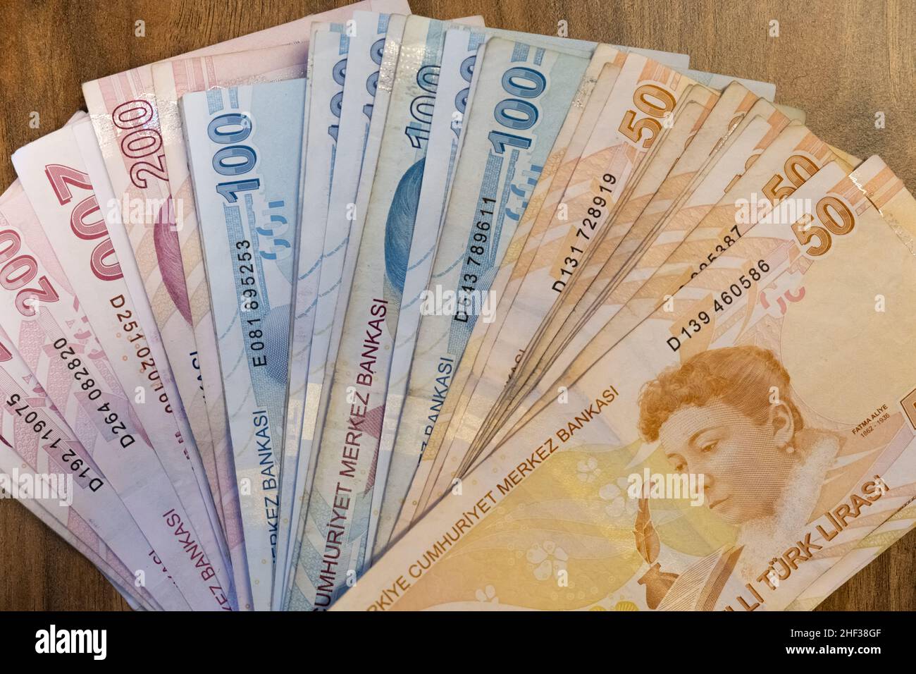 Turkish Lira exchange currency banknotes. Istanbul, Turkey - January 2022  Stock Photo