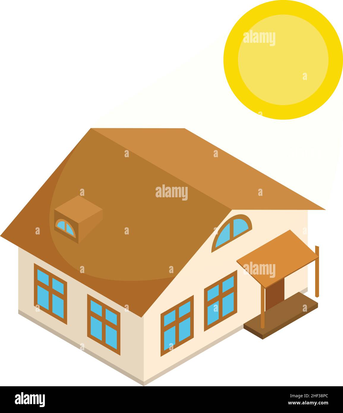 Solar activity icon isometric vector. Residential building and bright ...