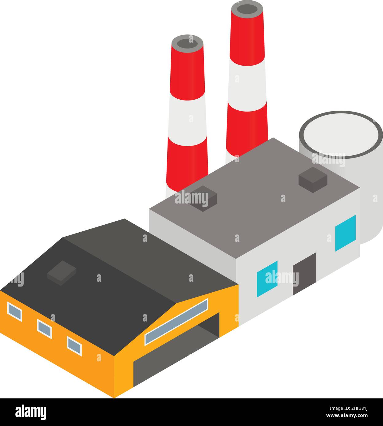 Industrial infrastructure icon isometric vector. Modern coal plant, open hangar. Non renewable energy, polluting electricity generation, coal industry Stock Vector