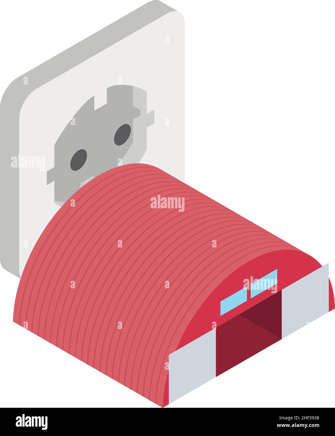 Electrification concept icon isometric vector. Hangar building, electrical socket. Technical equipment, electricity Stock Vector