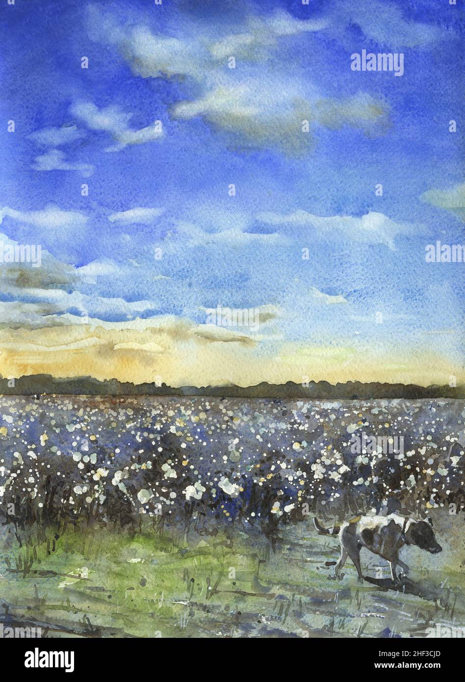Summer Field Stroll” watercolor on 4x6” 320GSM 100% cotton