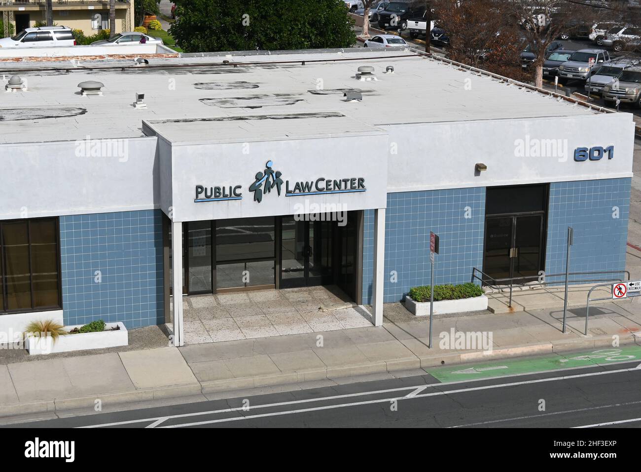 SANTA ANA, CALIFORNIA - 10 JAN 2022: The Public Law Center is a nonprofit providing free legal services to low income, residents and other nonprofits Stock Photo