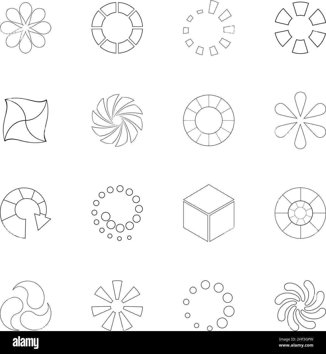 Download status set icons in outline style isolated on white background