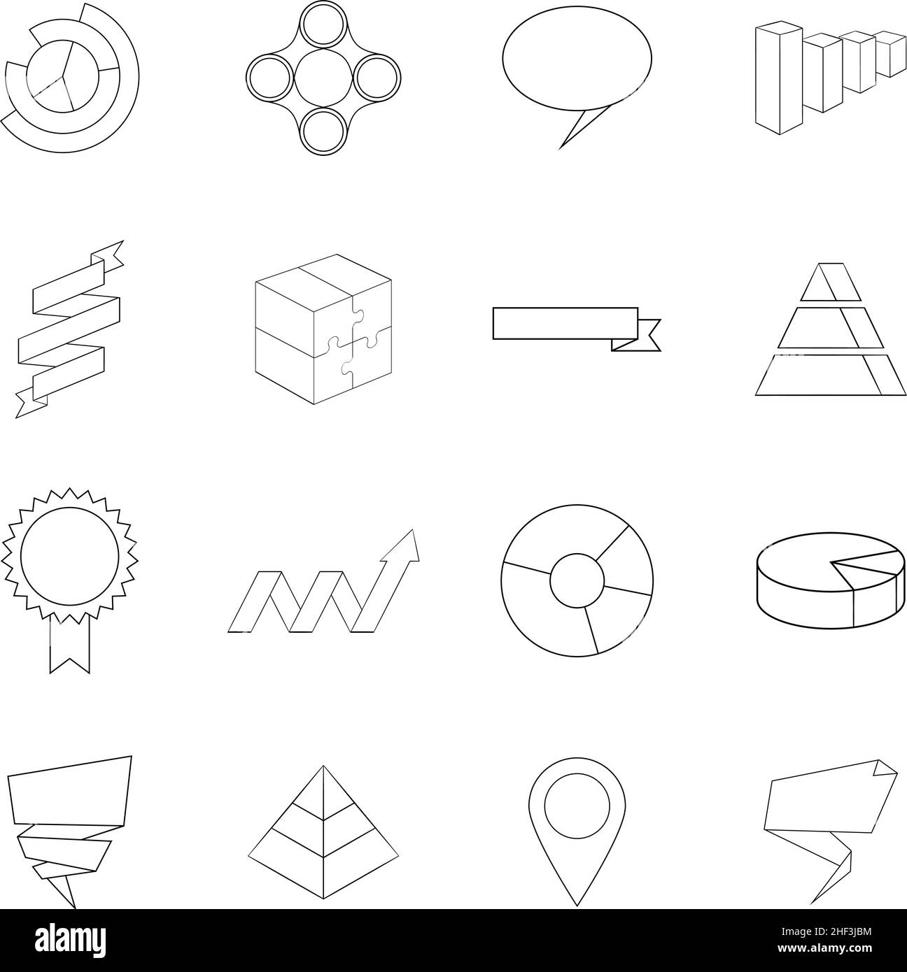 Infographic design set icons in outline style isolated on white ...
