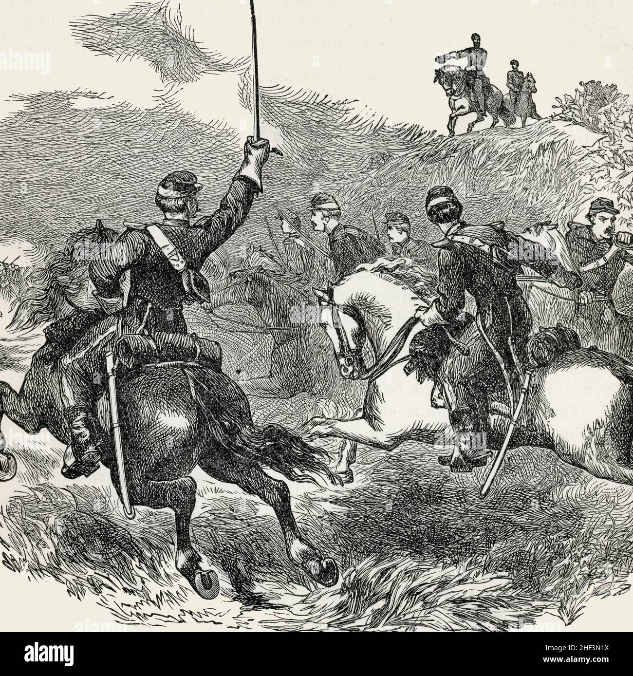 General Sheridan turning defeat into victory at Cedar Creek during the American Civil War Stock Photo