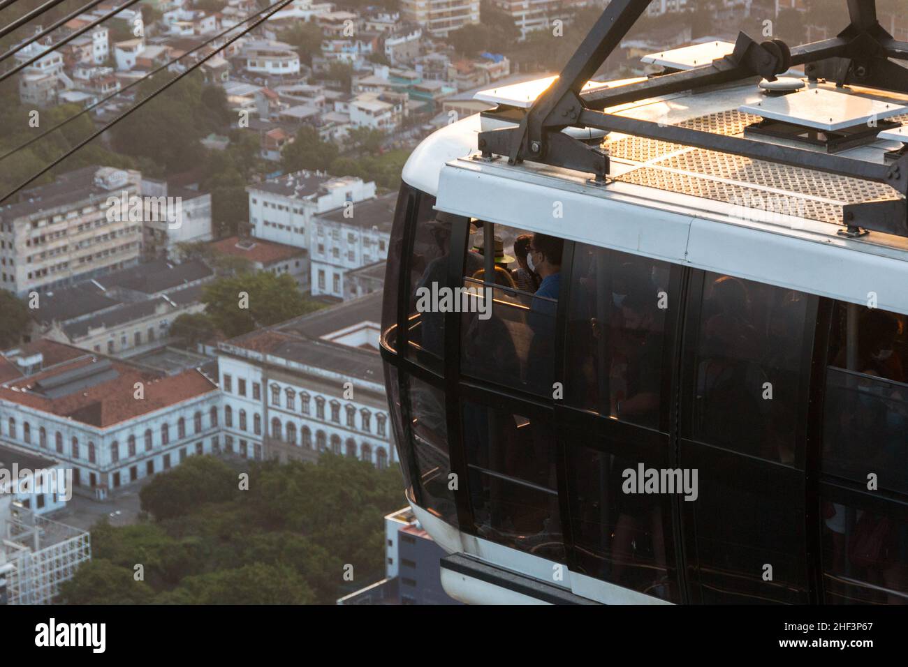 Sugarloaf cable car in Rio de Janeiro, Brazil - December 05, 2021: Sugarloaf cable car in Rio de Janeiro city. Stock Photo