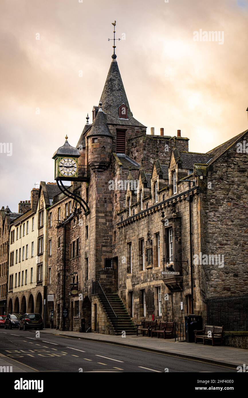 Evening view of historic buildings in Edinburgh Old Town , Scotland, UK Stock Photo