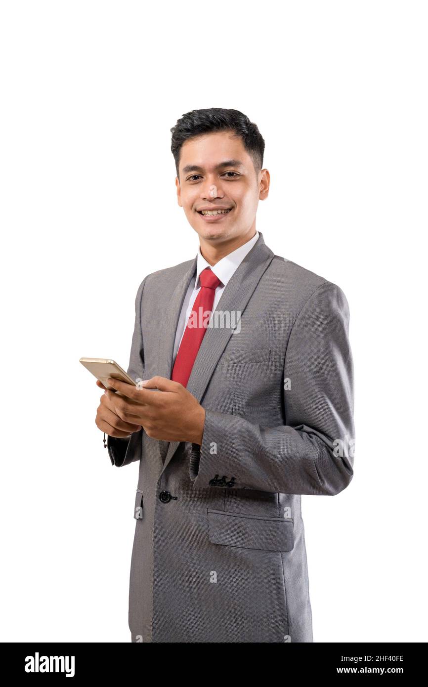 portrait of young asian businessman using smartphone Stock Photo - Alamy