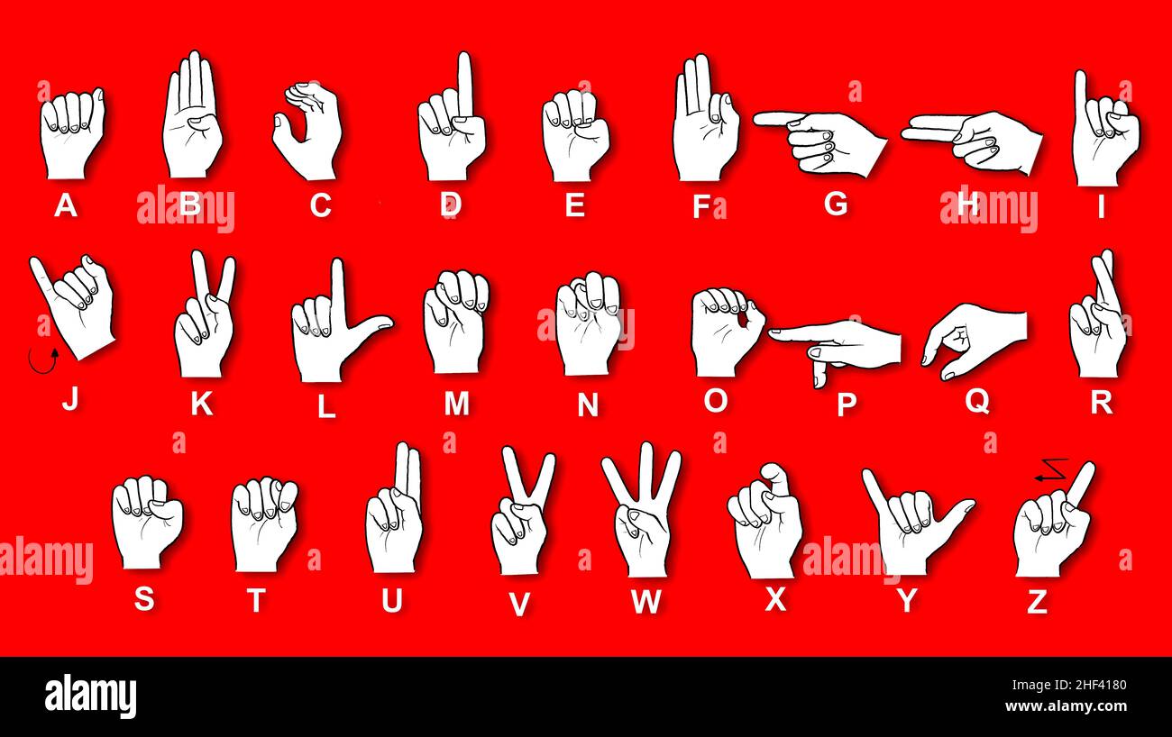 The deaf dumb sign language alphabet hires stock photography and