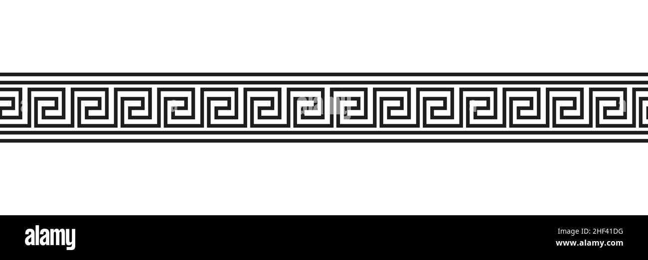 Seamless meander patterns. Greek meandros, fret or key. Black ornament ...