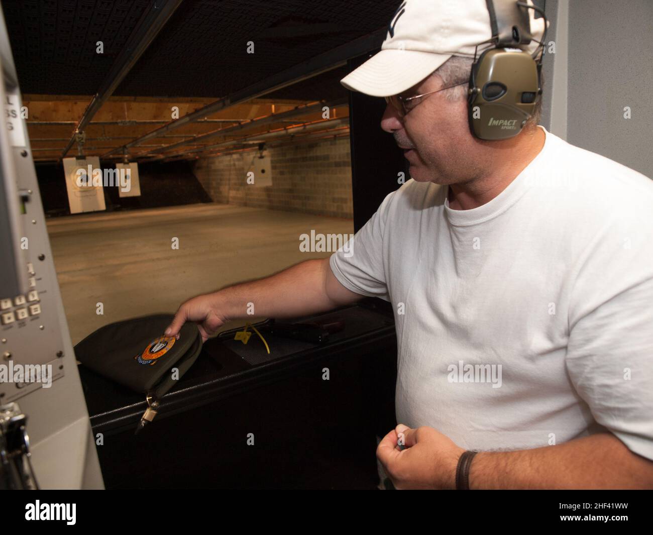 Indoor Pistol Range Stock Photo Alamy   Indoor Pistol Range 2HF41WW 