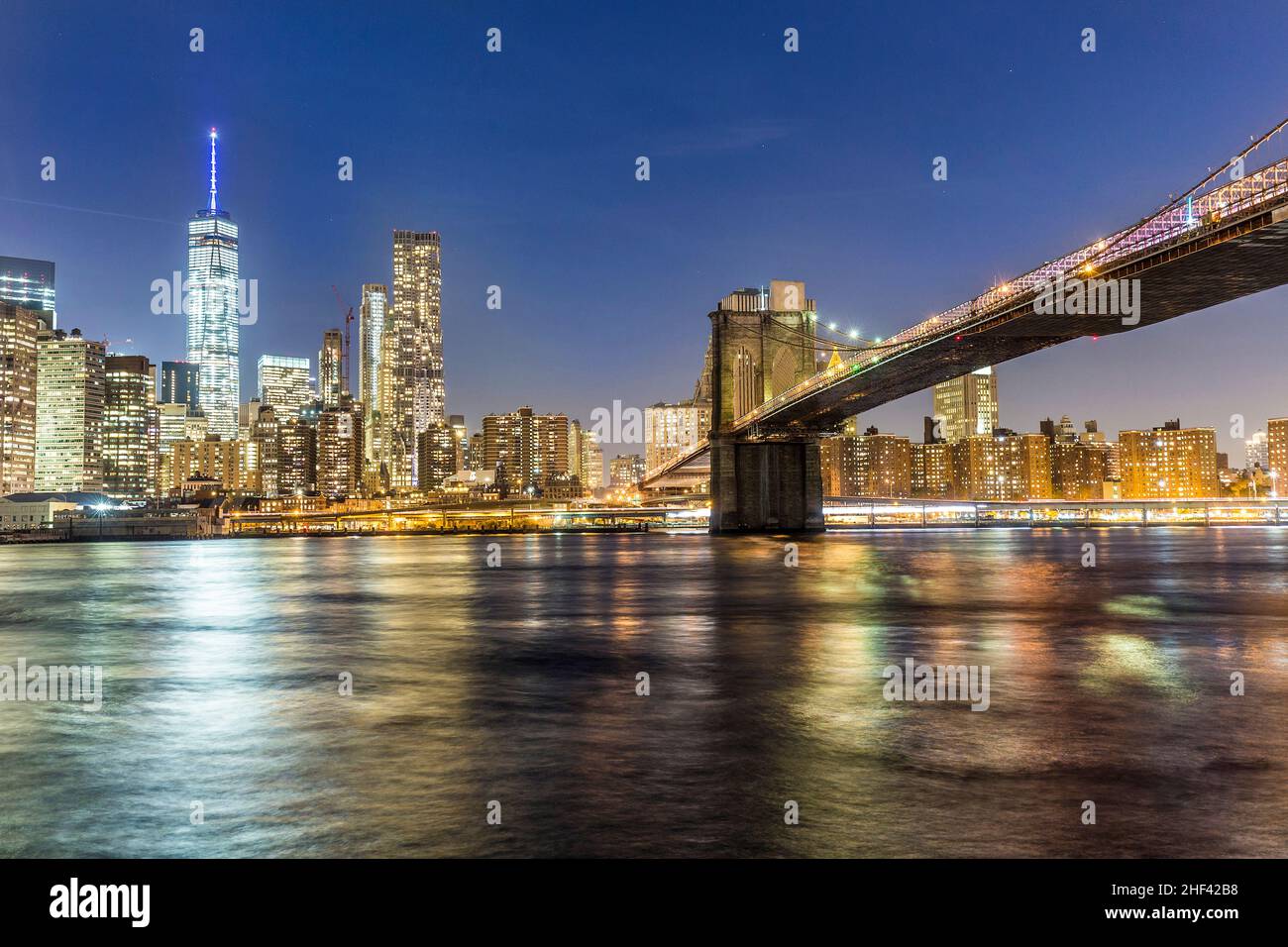 Manhattan waterfront at night, New York City, USA Stock Photo - Alamy