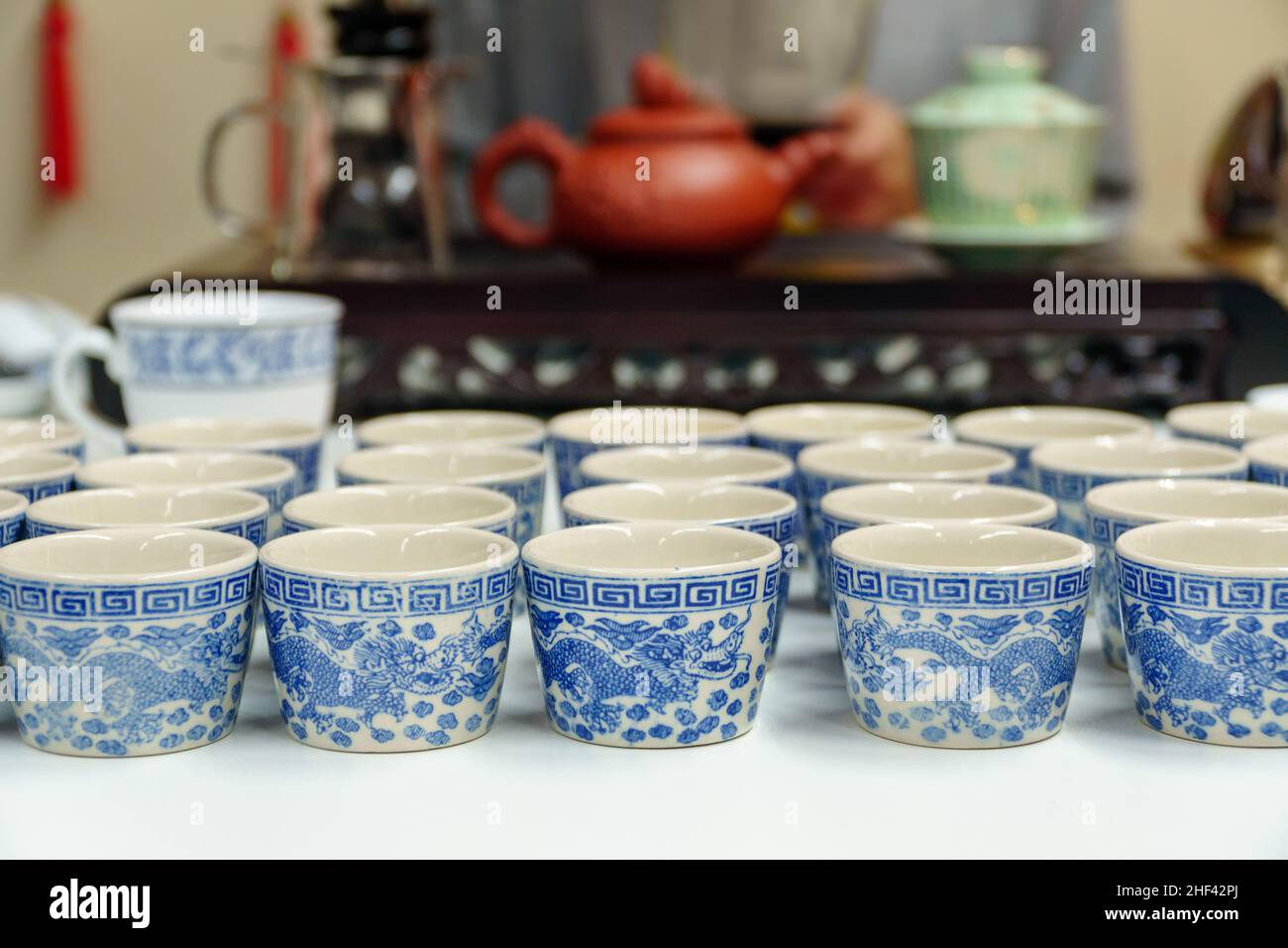 Rows of Traditional Chinese Ceramic Tea Cups Stock Photo Alamy